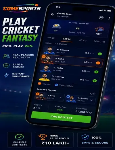 Cometowinlink (come to win) fantasy cricket & matchday visual 2
